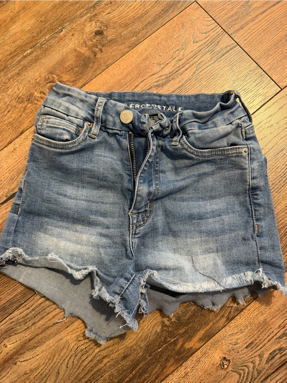 Aeropostale Women’s Light Blue Distressed Denim Cutoff Shorts